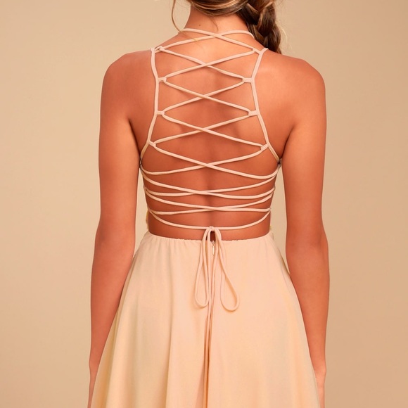Lulus Good Deeds Blush Pink Lace-Up Dress Size S - Picture 8 of 9